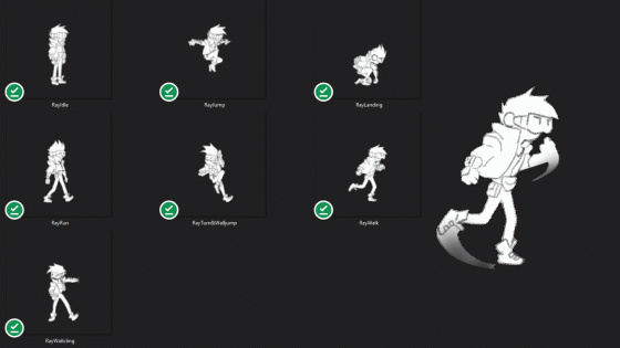 Ray Tracer, a game design themed character. These sketches show off his retro style choices, like shades that look like a VR headset, spiky hair, something akin to Nintendo Power Gloves and shoes inspired by Back To The Future, but for skating.